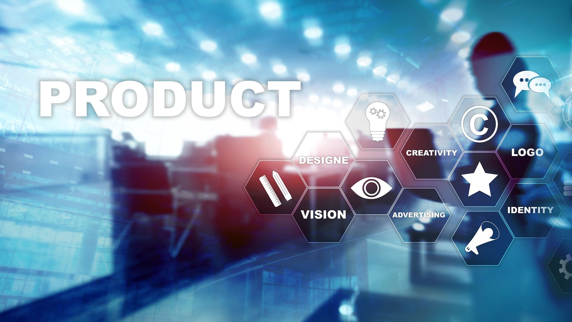 Business Product Promotion Design Concept. Double exposure background.
